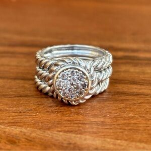 Vintage Cable Rope Twist Rings 925 Size 8